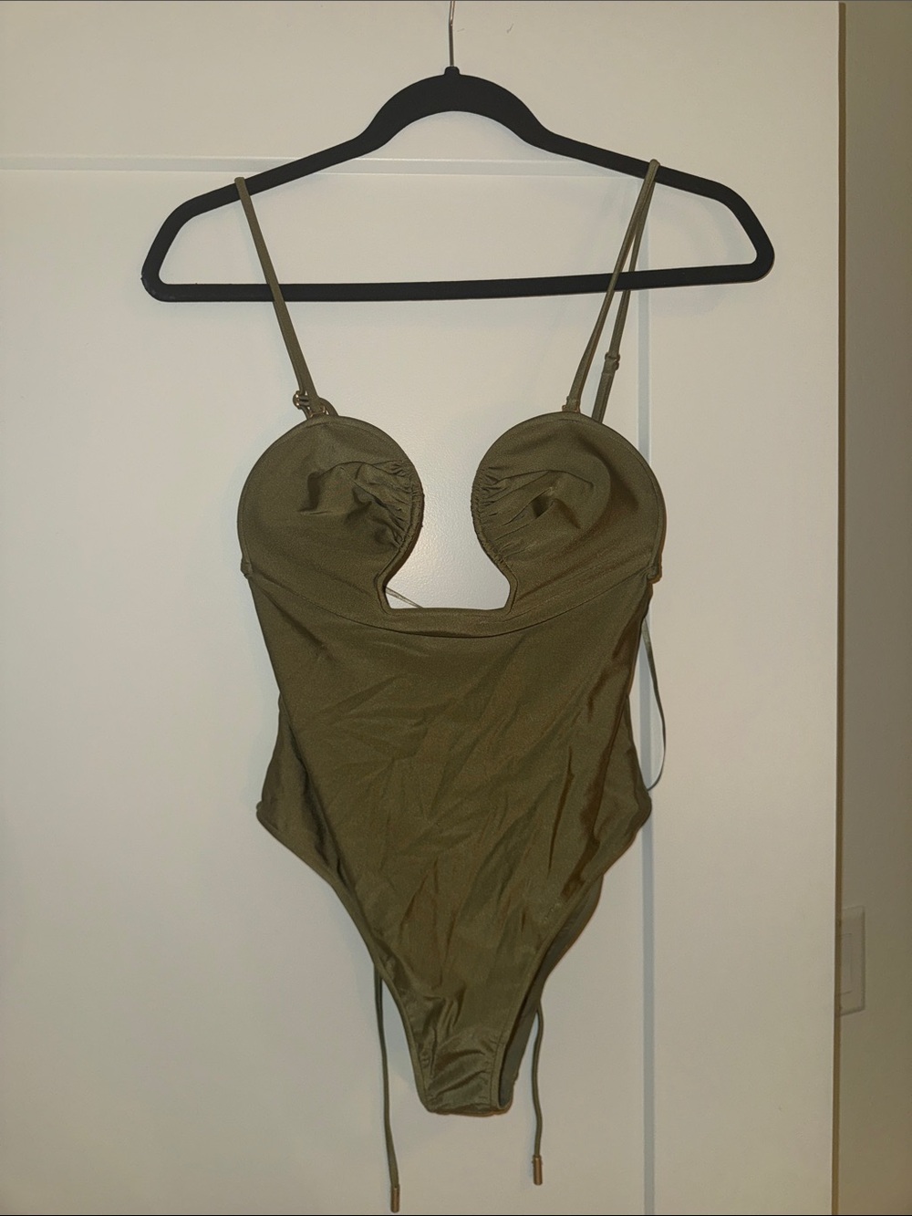 cult gaia Olive Green Molded Cup One-Piece Bodysuit